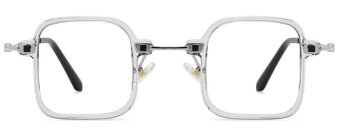 Ezri: Square Transparent-Grey Glasses