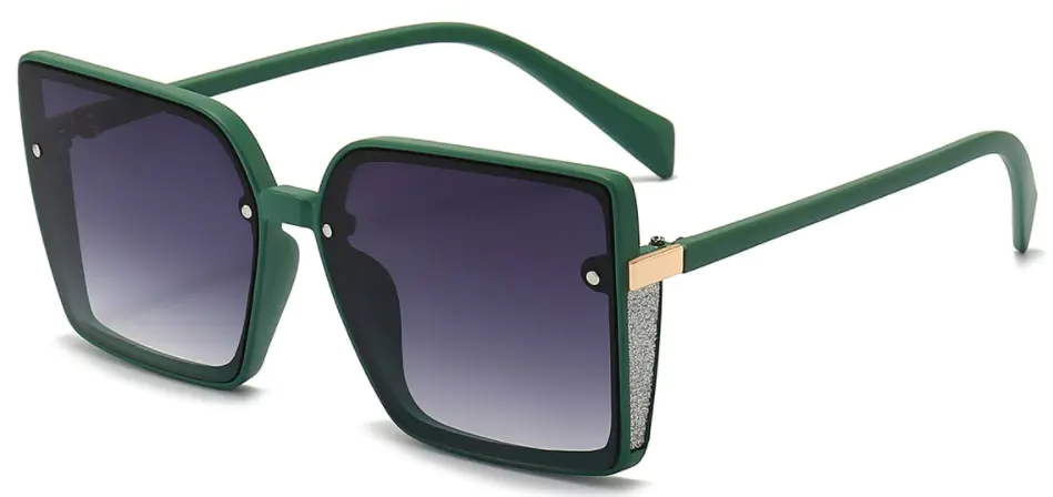 Phoenix: Square Matte-Green/Gradual-Grey Sunglasses for Women