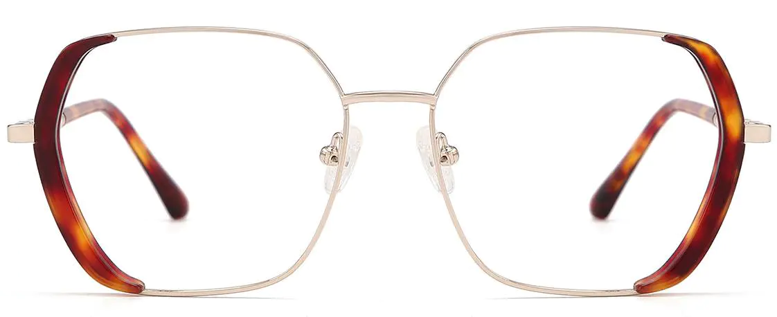 Ariana: Rectangle Gold-Tortoiseshell Glasses