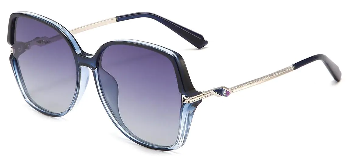 Caroline: Square Gradual-Blue/Gradual-Purple Sunglasses