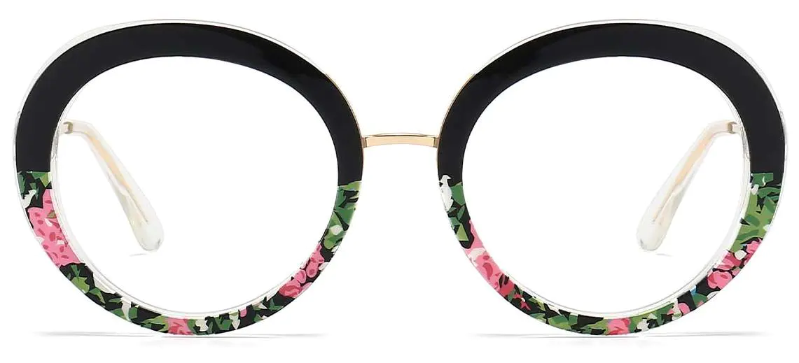Jayden: Round Black-Floral Glasses