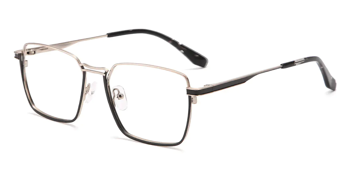 Rectangle Black/Gold Glasses for Men
