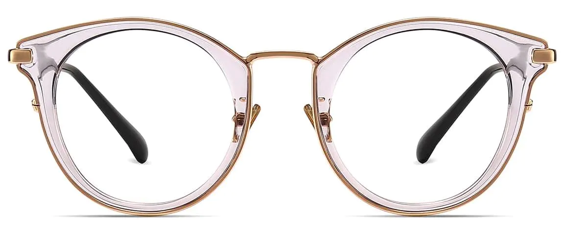 Joyce: Round Transparent-Purple Glasses