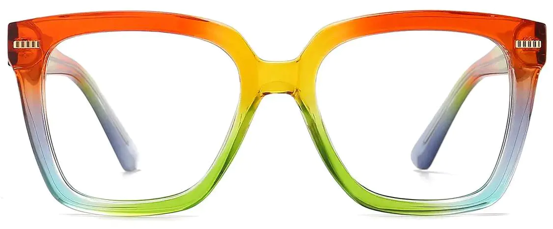 Daila: Square Green/Orange Glasses