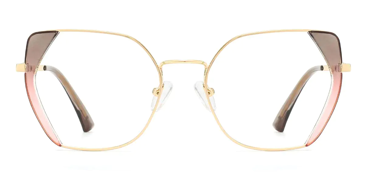 Square Gold-Grey-Pink Glasses for Women
