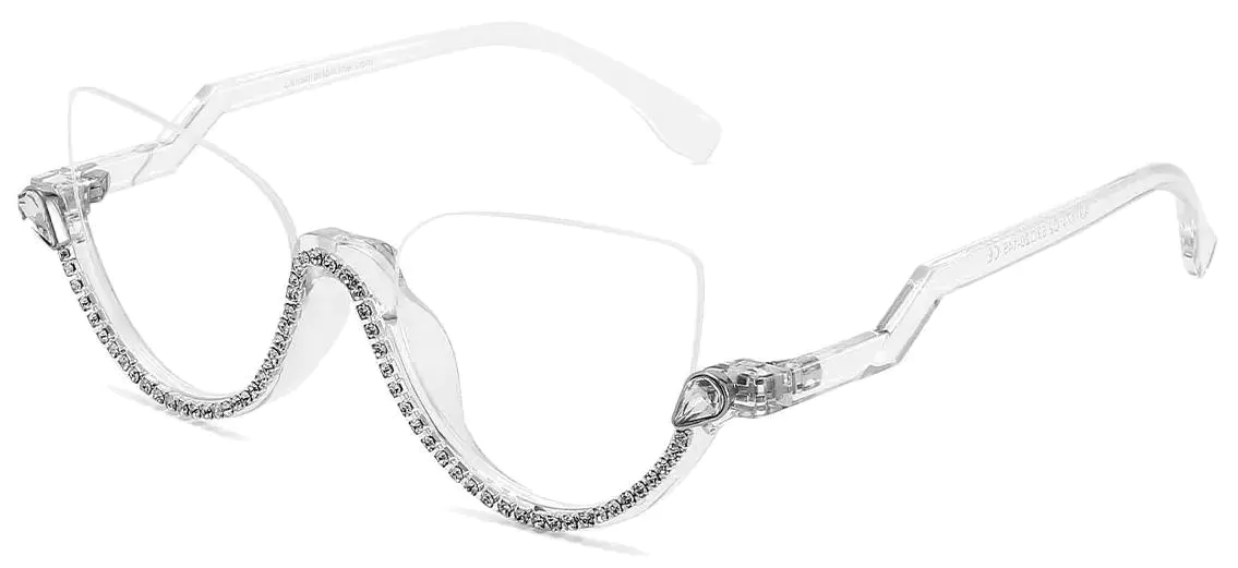 Behati: Cat-eye Clear-White/Diamond Glasses