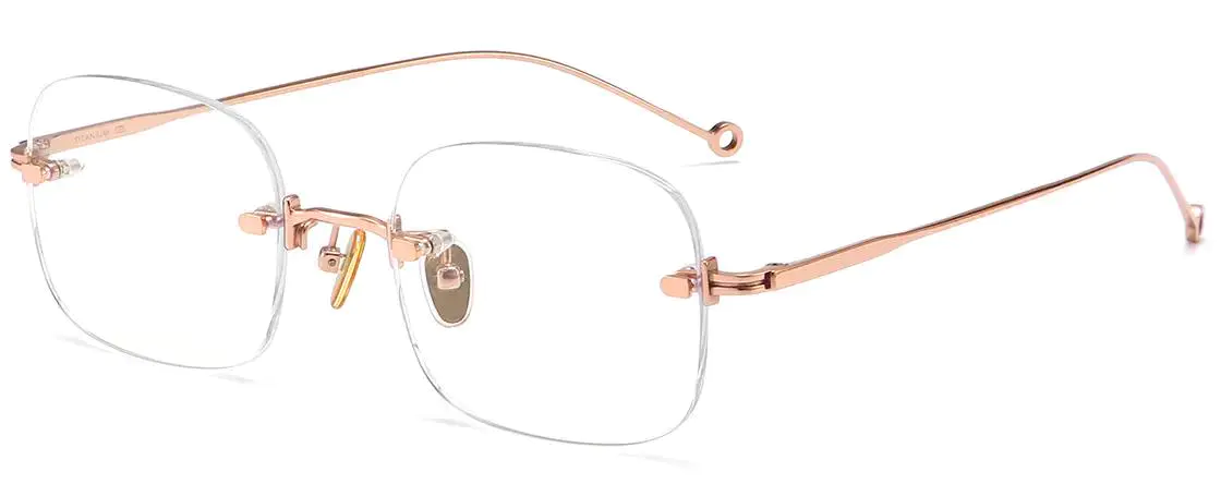 Jeremiah: Rectangle Rose-Gold Titanium Glasses