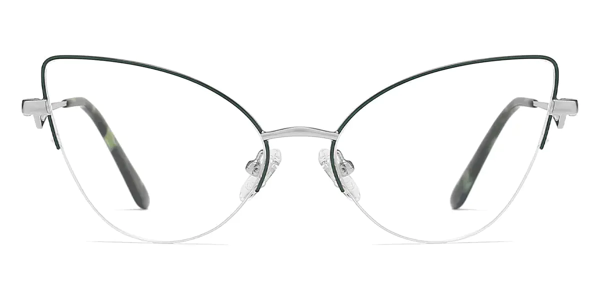 Cat-eye Silver-Green Glasses for Women