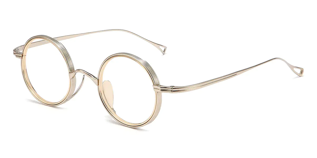Round Gold Titanium Glasses for Men