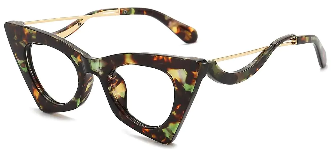 Debra: Cat-eye Orange/Green/Tortoiseshell Glasses