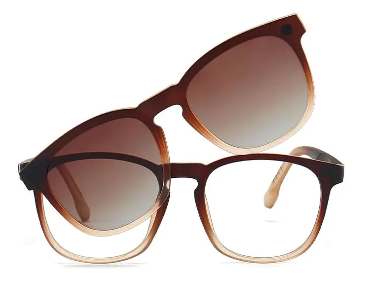 Thomas: Oval Tawny/Clear Clip On Sunglasses