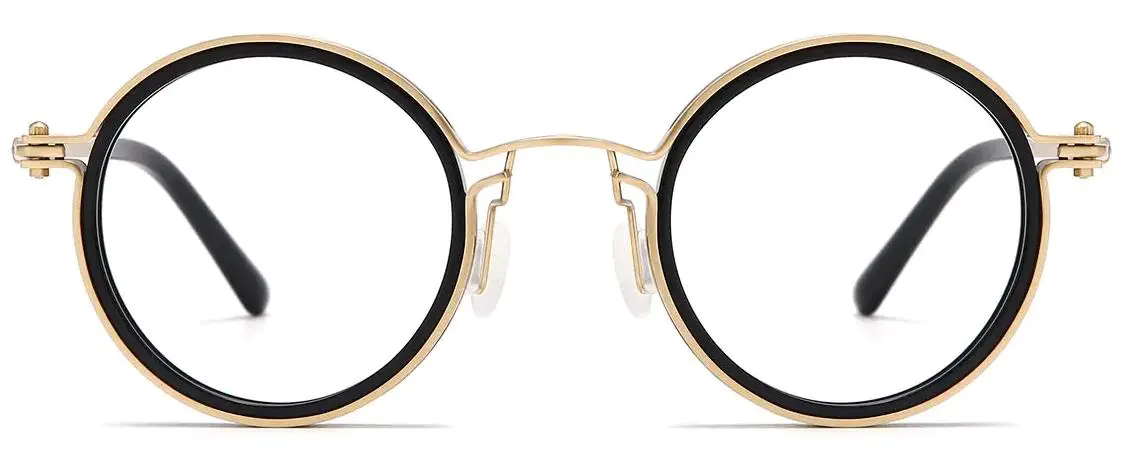 Jewel: Round Black/Gold Titanium Glasses
