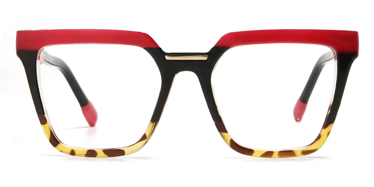 Square Red/Black-Tortoise Glasses for Men and Women