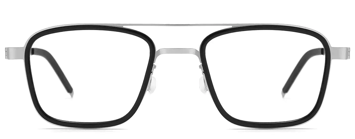 Rowdy: Aviator Black/Silver Titanium Glasses