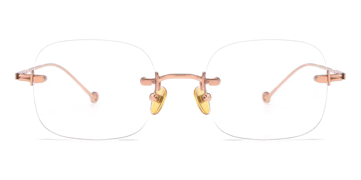Rectangle Rose-Gold Titanium Glasses for Women