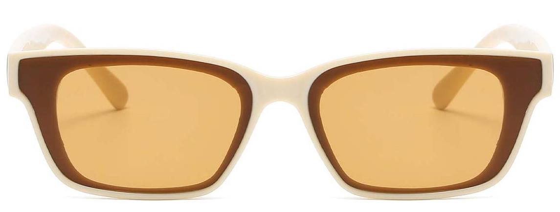 Elodie: Rectangle Beige Sunglasses