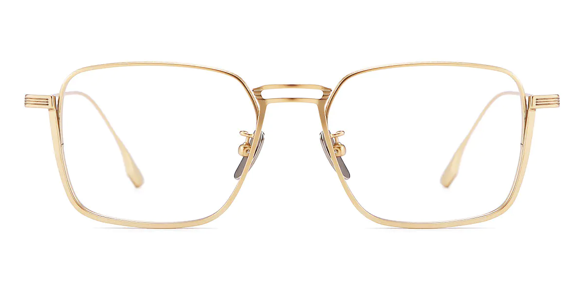 Rectangle Gold Titanium Glasses for Men