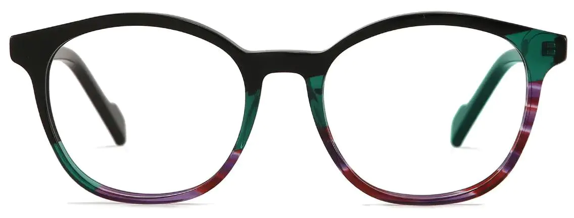 Kassidy: Oval Black-Green-Red/Tortoiseshell Glasses