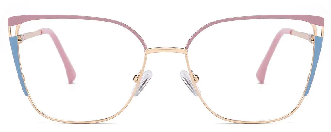 Elli: Square Gold-Blue-Pink Glasses