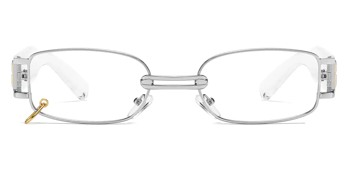 Rectangle Silver Glasses for Women and Men