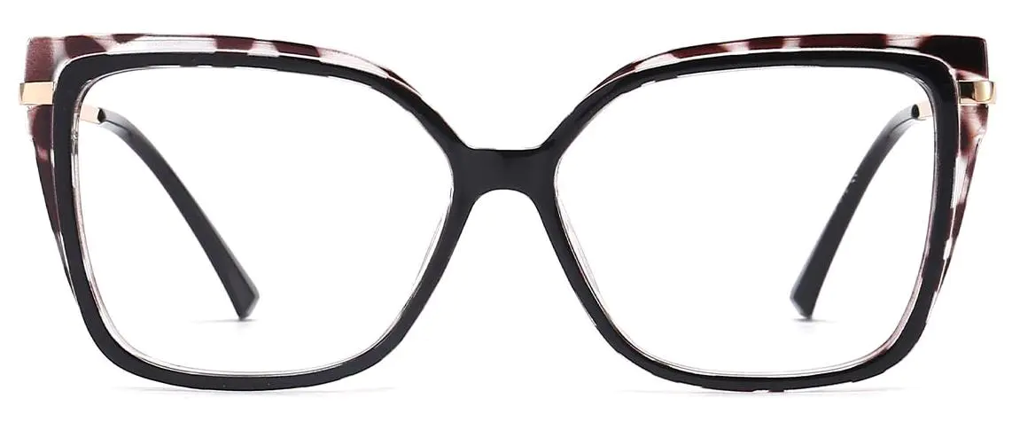 Sarah: Square Black-Brunette/Spots Glasses
