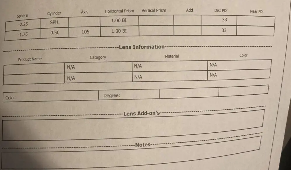 prescription of trifocal