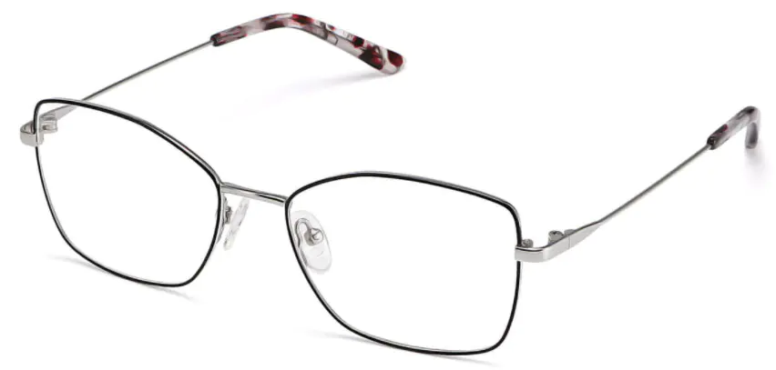 Rectangle Black/Silver Eyeglasses For Men and Women