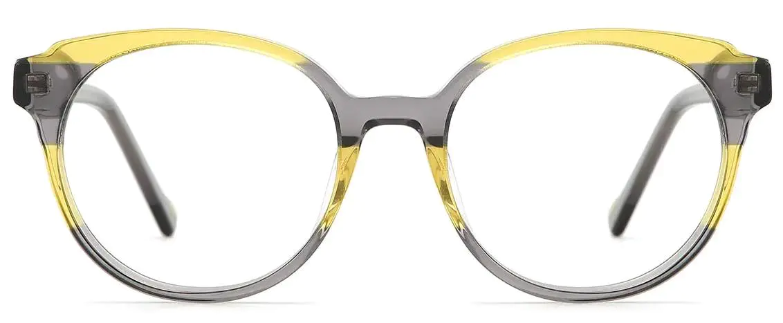 Margaret: Oval Yellow-Grey Glasses