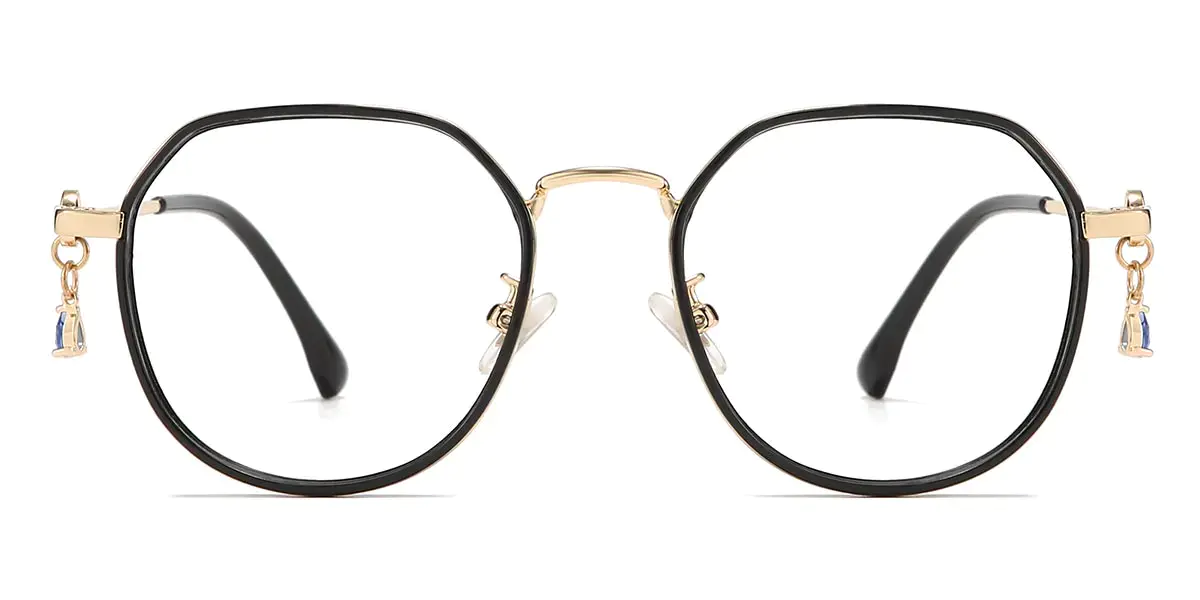 Oval Black/Gold Glasses for Women