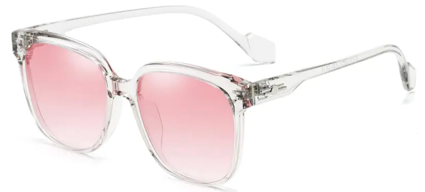Square Transparent/Gradual-Pink Sunglasses for Women