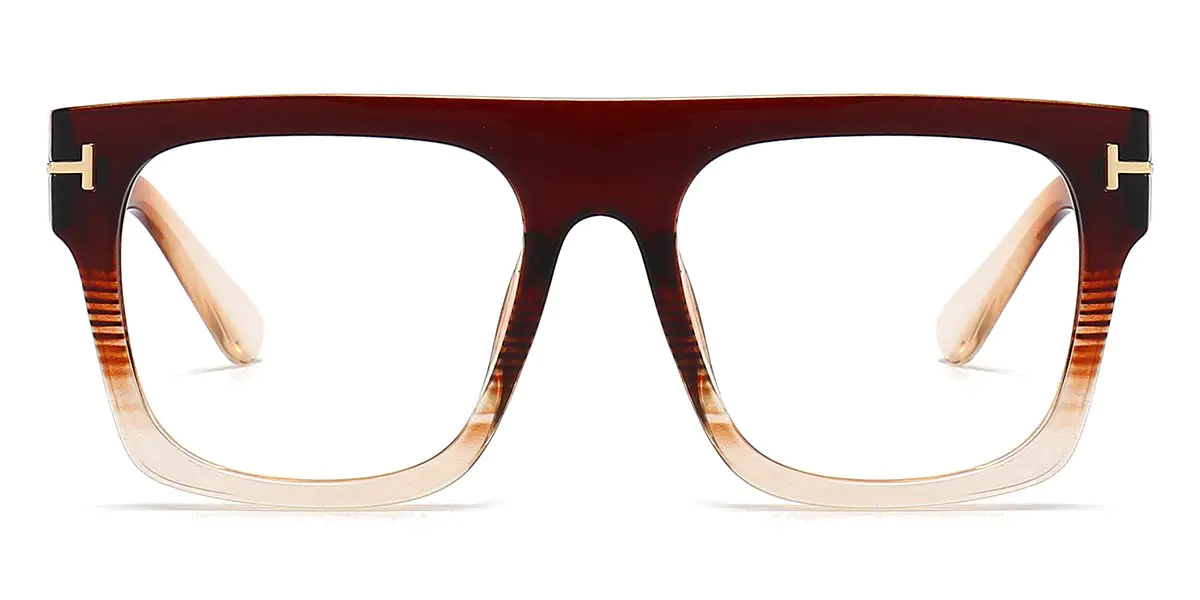 Square Brown Glasses for Women and Men