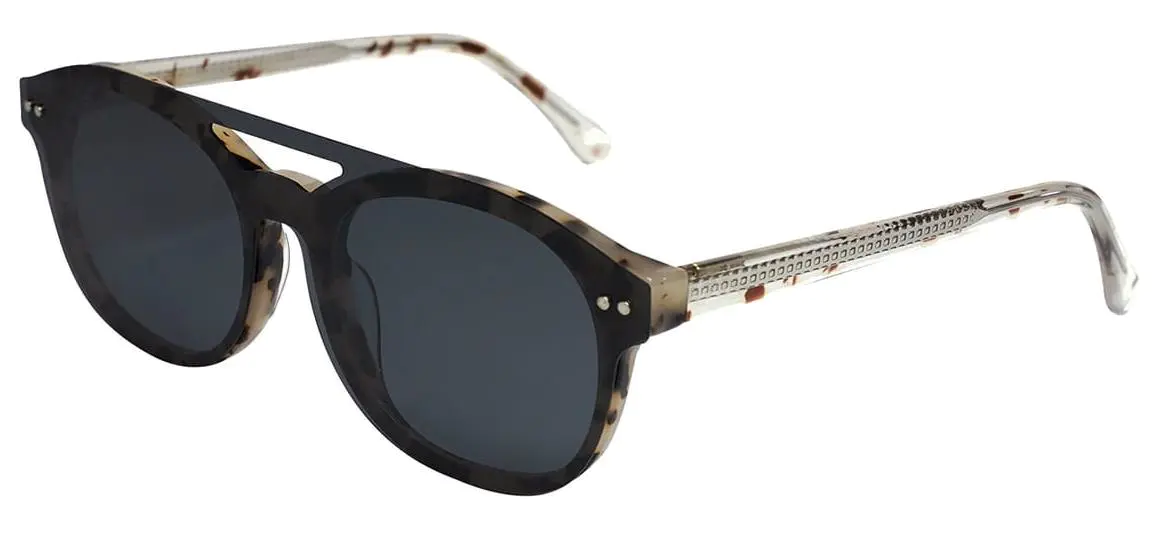 Samad: Round Tortoiseshell Clip On Sunglasses