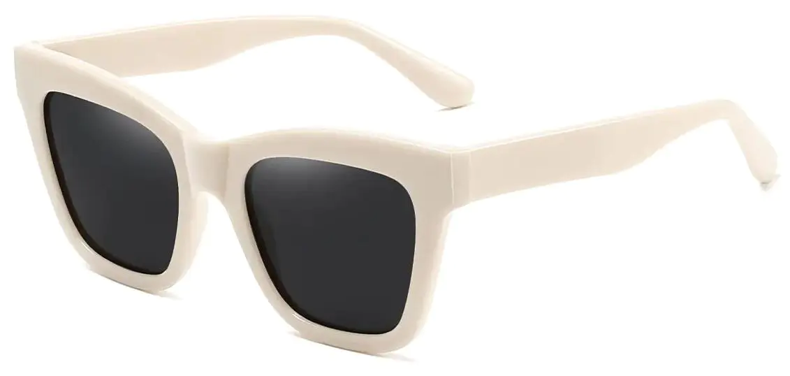 Ethan: Cat-eye Milky-White/Grey Sunglasses