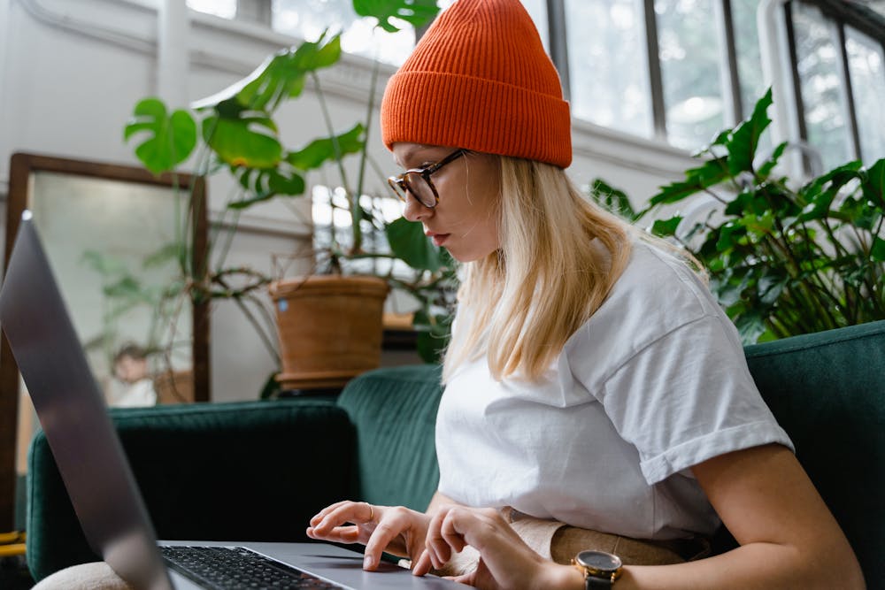 woman buying glasses online