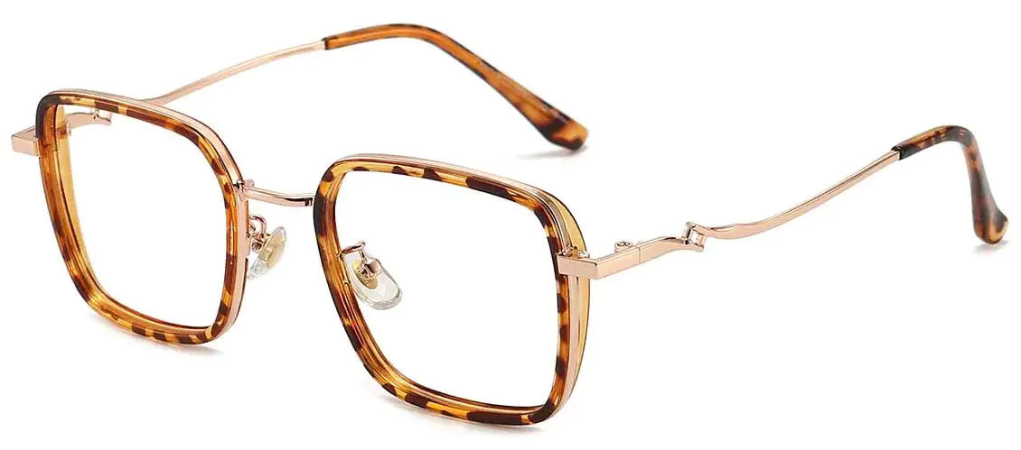 Giselle: Square Gold-Tortoiseshell Glasses
