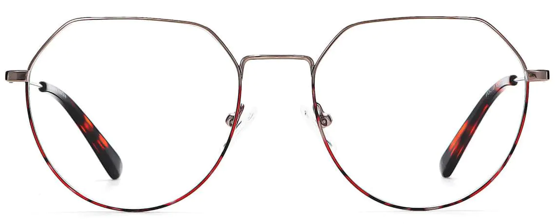 Zo: Round Silver-Red Glasses