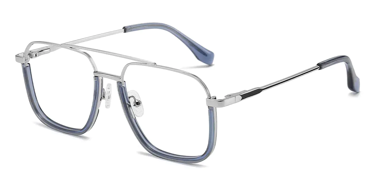 Aviator Silver-Blue Glasses for Men