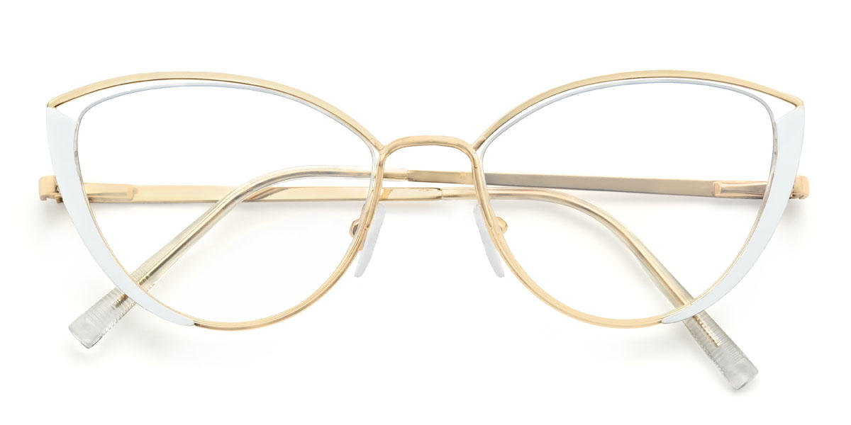 Gold White Aitana Glasses - Cat Eye Glasses