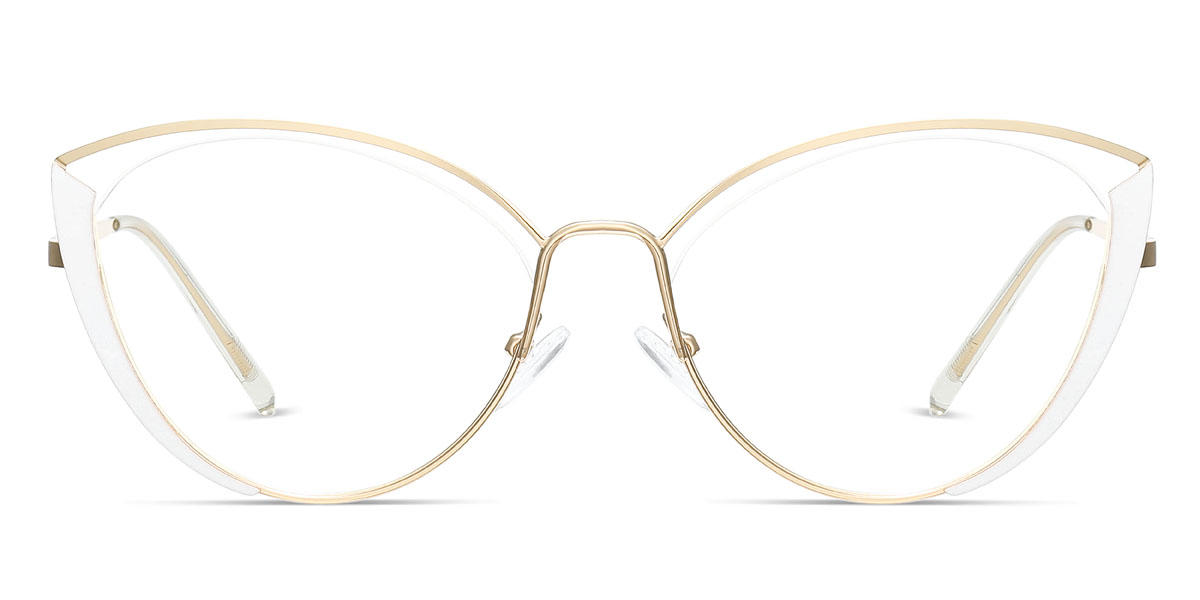 Gold White Aitana Glasses - Cat Eye Glasses
