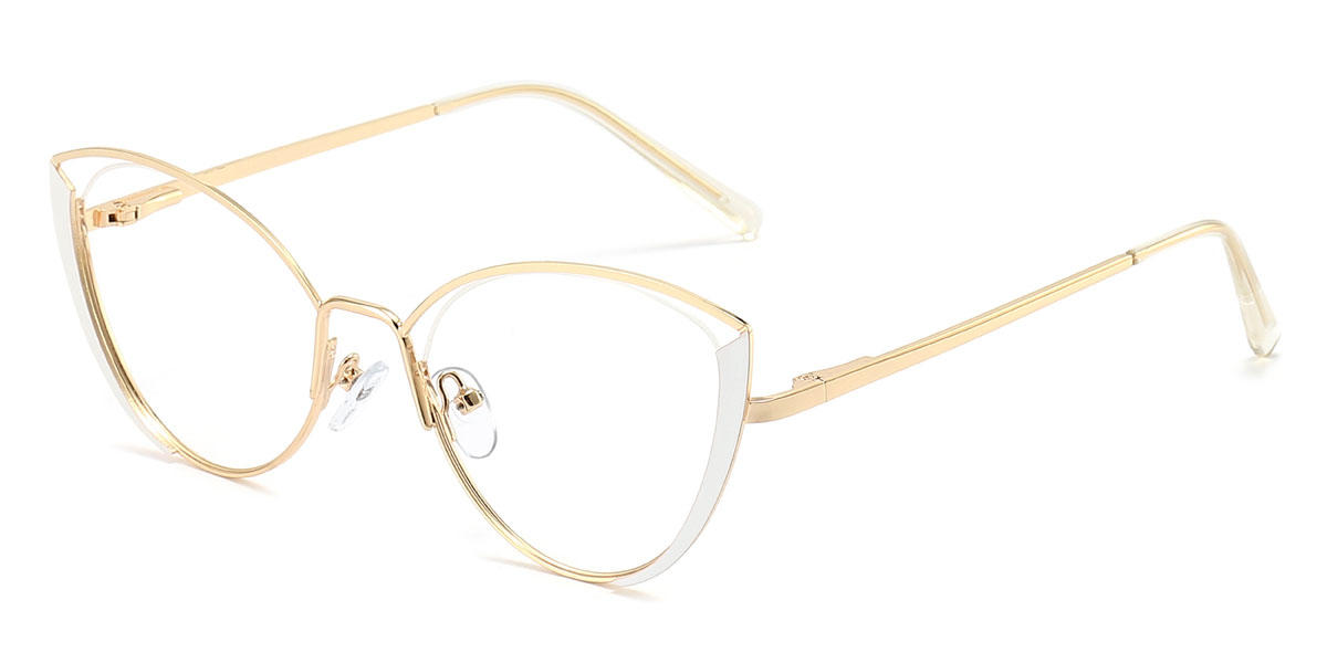 Gold White Aitana Glasses - Cat Eye Glasses