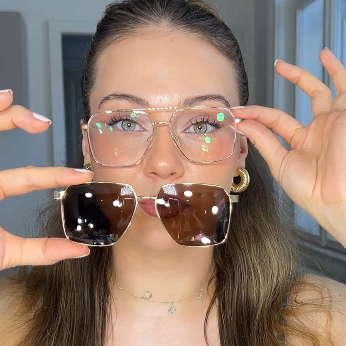 Arany Jimmy Szemüveg - Aviator Clip-On Sunglasses