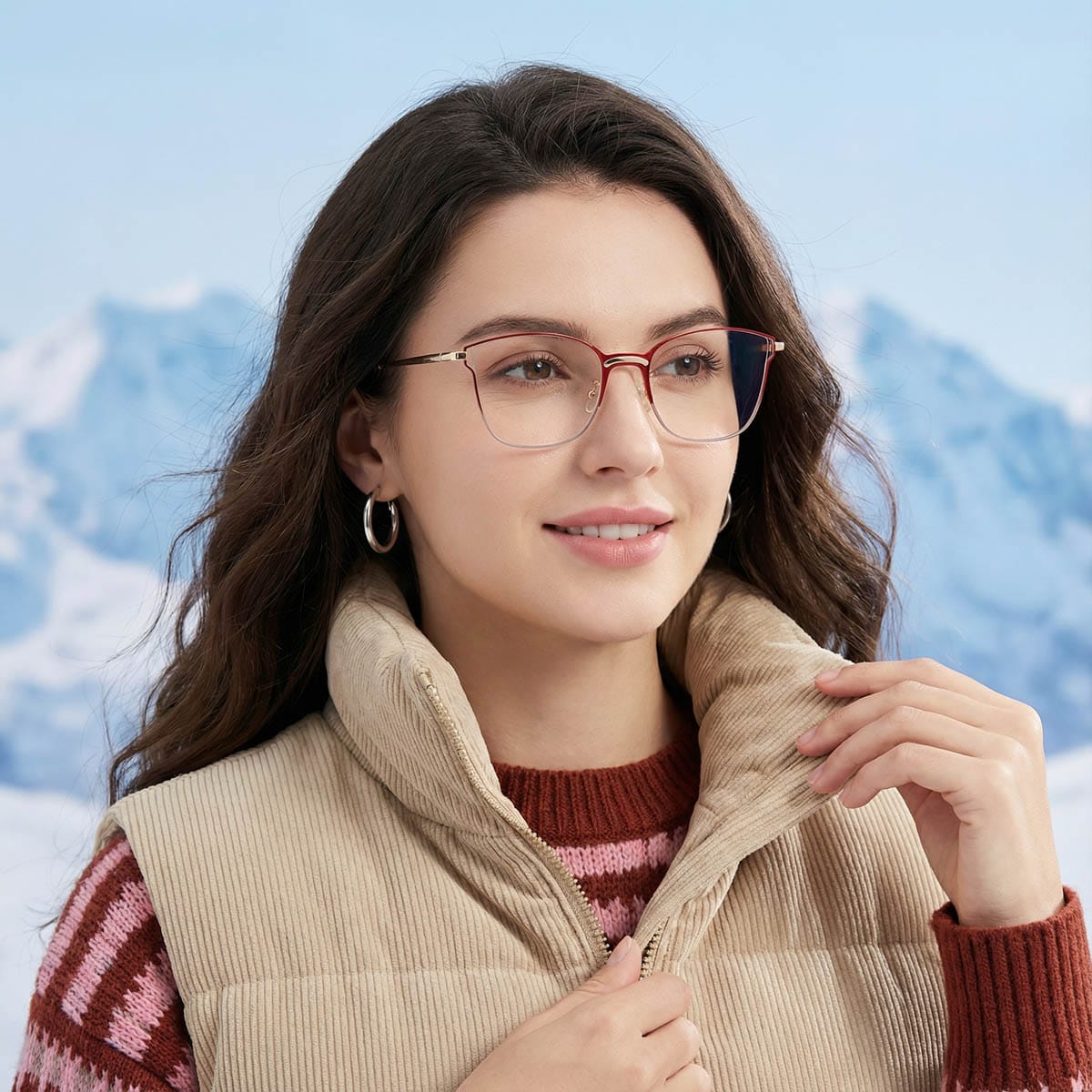 Rot Blau Frode Brille - Square Glasses