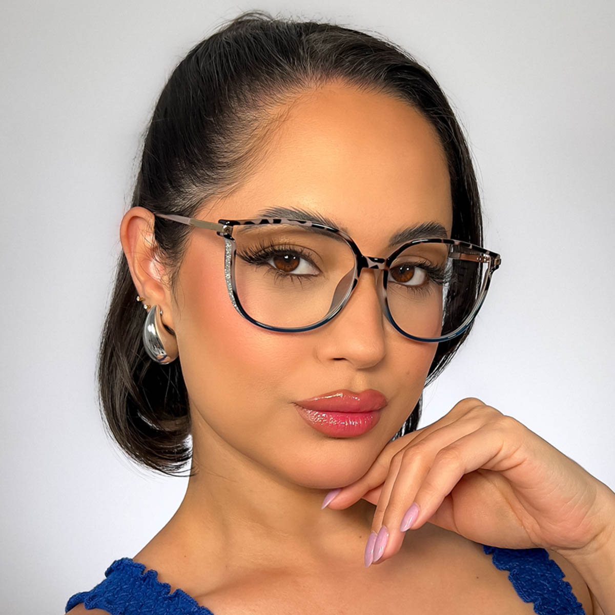 Marron Écaille Bleu Harmony Lunettes - Rectangle Glasses