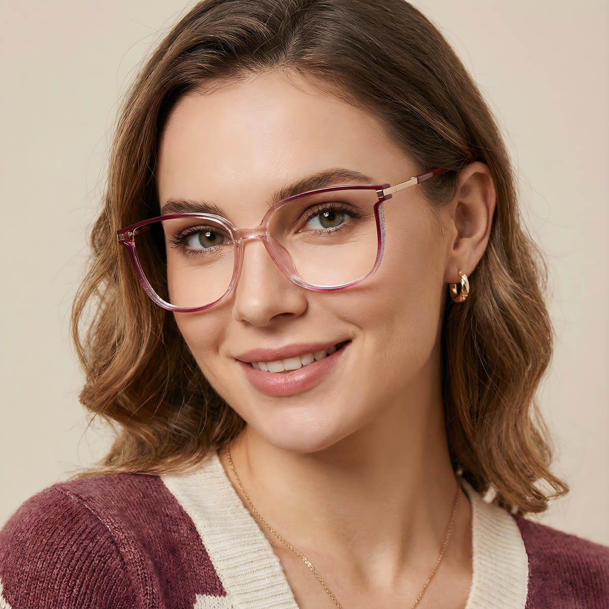 Dégradé Rose Violet Harmony Lunettes - Rectangle Glasses