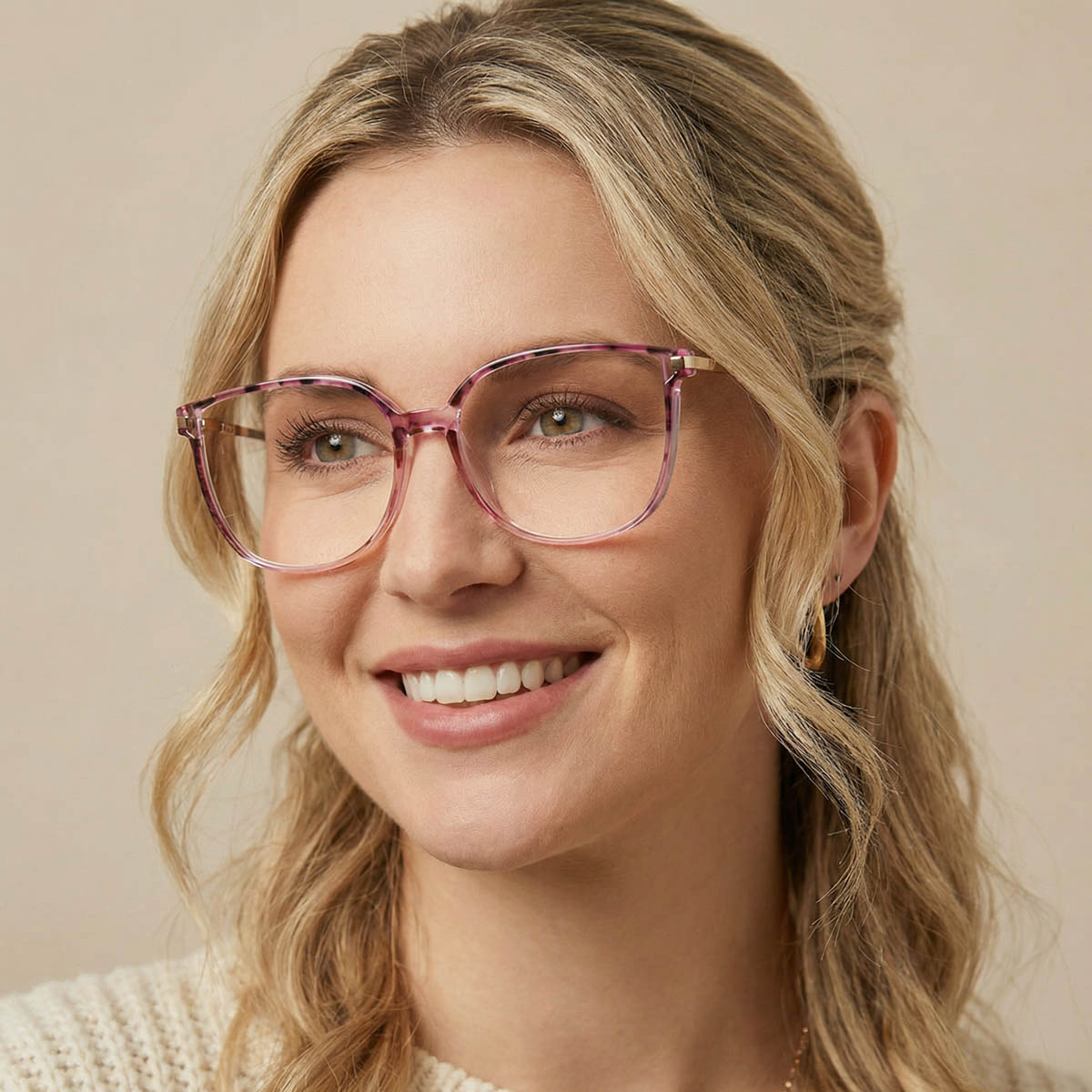 Pink Tortoiseshell Harmony Glasses - Rectangle Glasses
