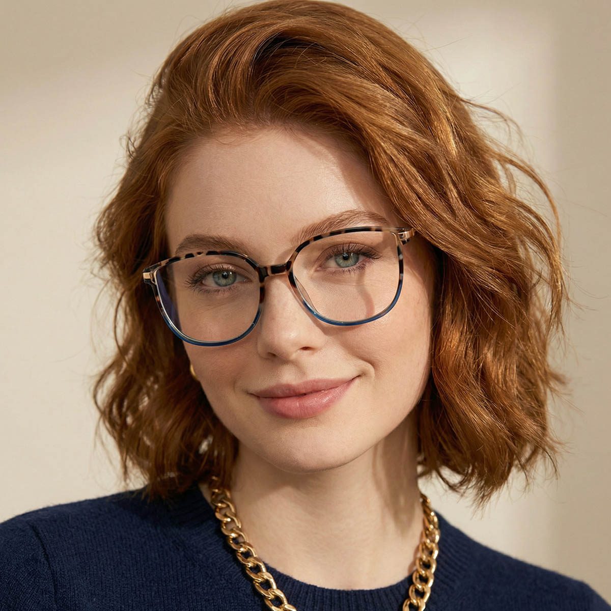 Marron Écaille Bleu Harmony Lunettes - Rectangle Glasses
