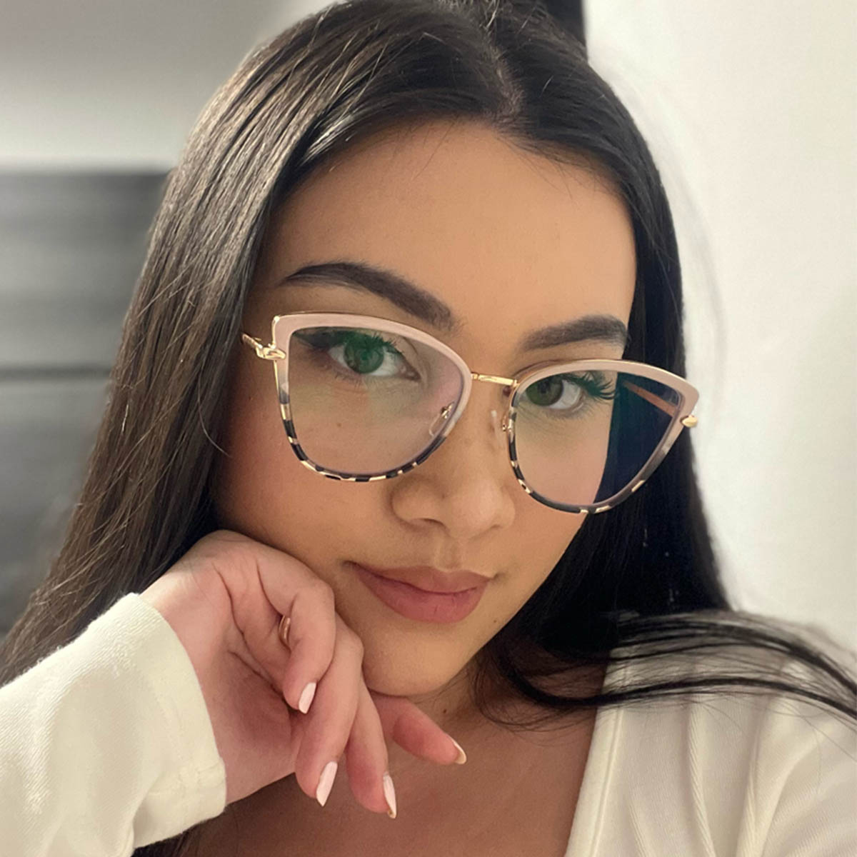Cameo Brown Brown Spots Brian Glasses - Cat Eye Glasses
