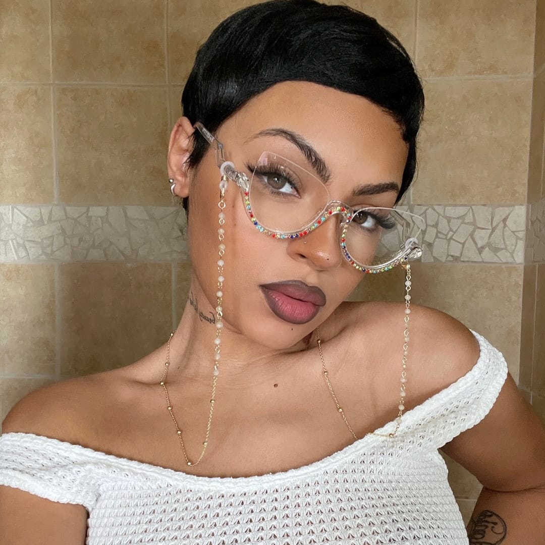 Clear Fancy Diamond Behati Glasses - Cat Eye Glasses