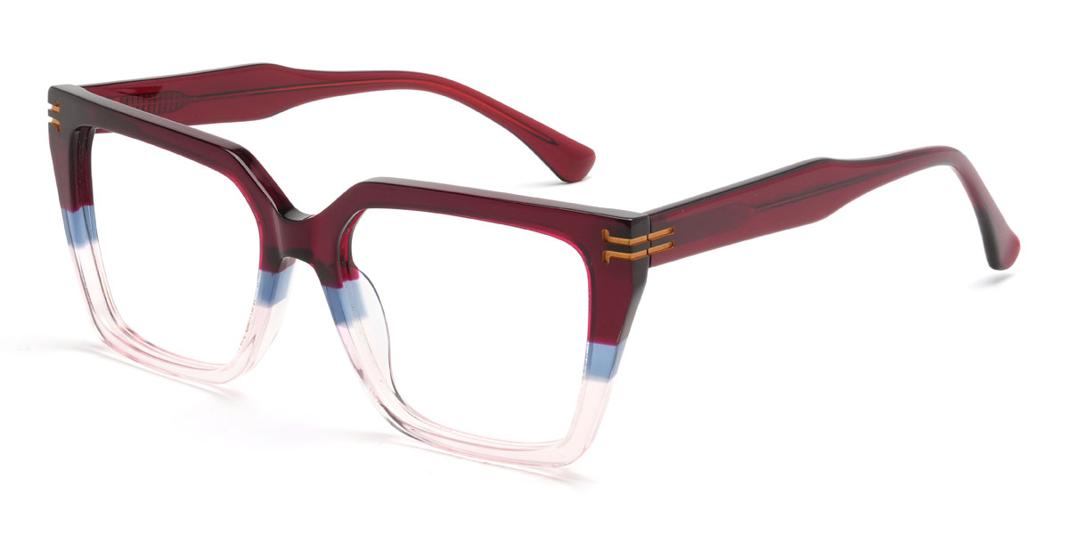 Wine Pink Widad Glasses - Rectangle Glasses