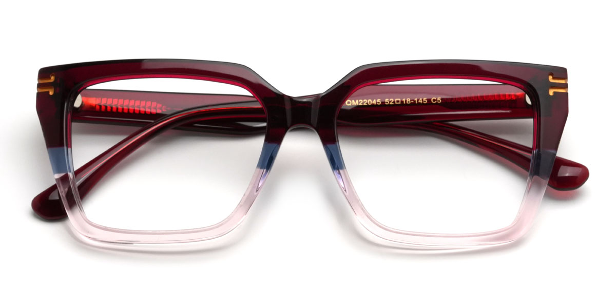 Wine Pink Widad Glasses - Rectangle Glasses